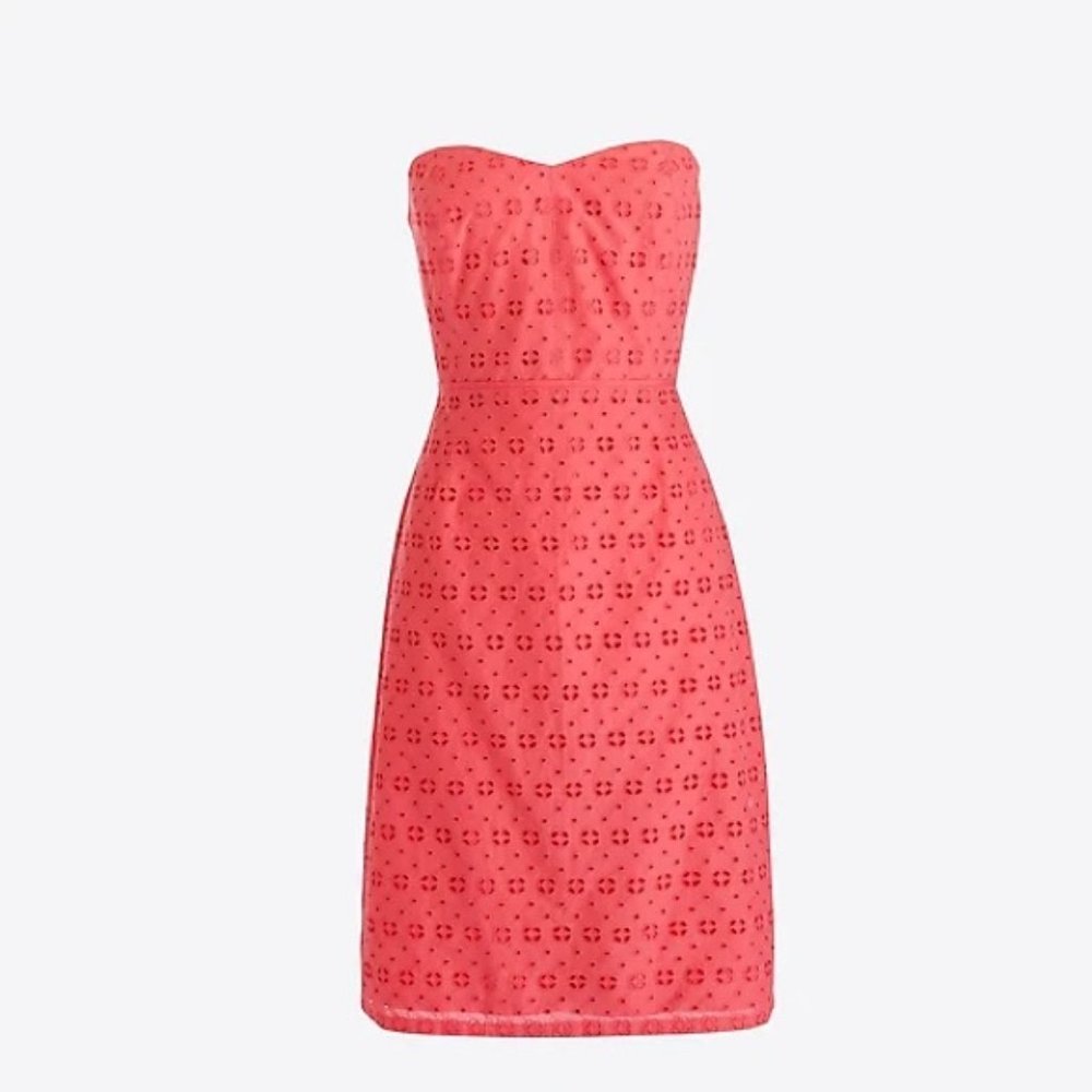 J. Crew Coral Eyelet Strapless Dress